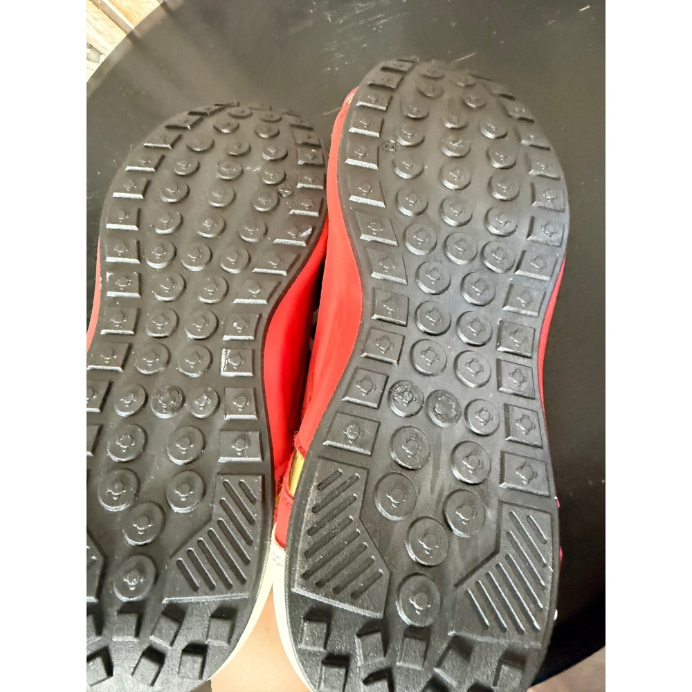 DENIMASR Mens Low Top Athletic Sneakers Red White Colorblock Mesh Gold Accent - Picture 9 of 11